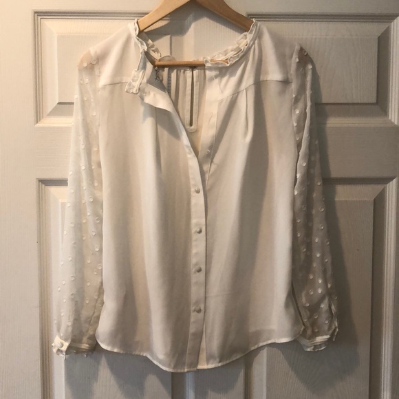 Anthropologie polyester white blouse - Picture 6 of 8